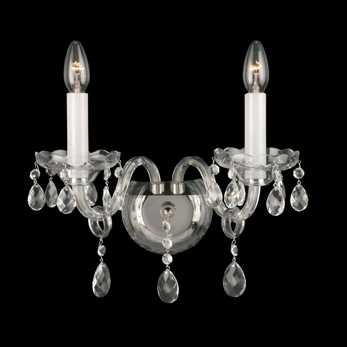 Dorella 2 Light Georgian Lead Crystal Wall Light - Chrome