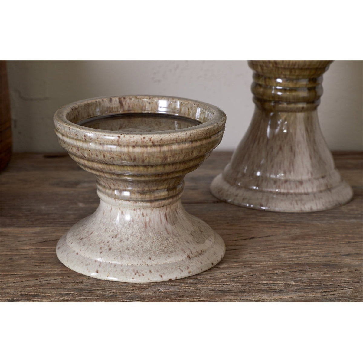 Cabra Small Pillar Candle Holder - Olive & Natural