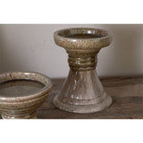 Cabra Small Pillar Candle Holder - Olive & Natural