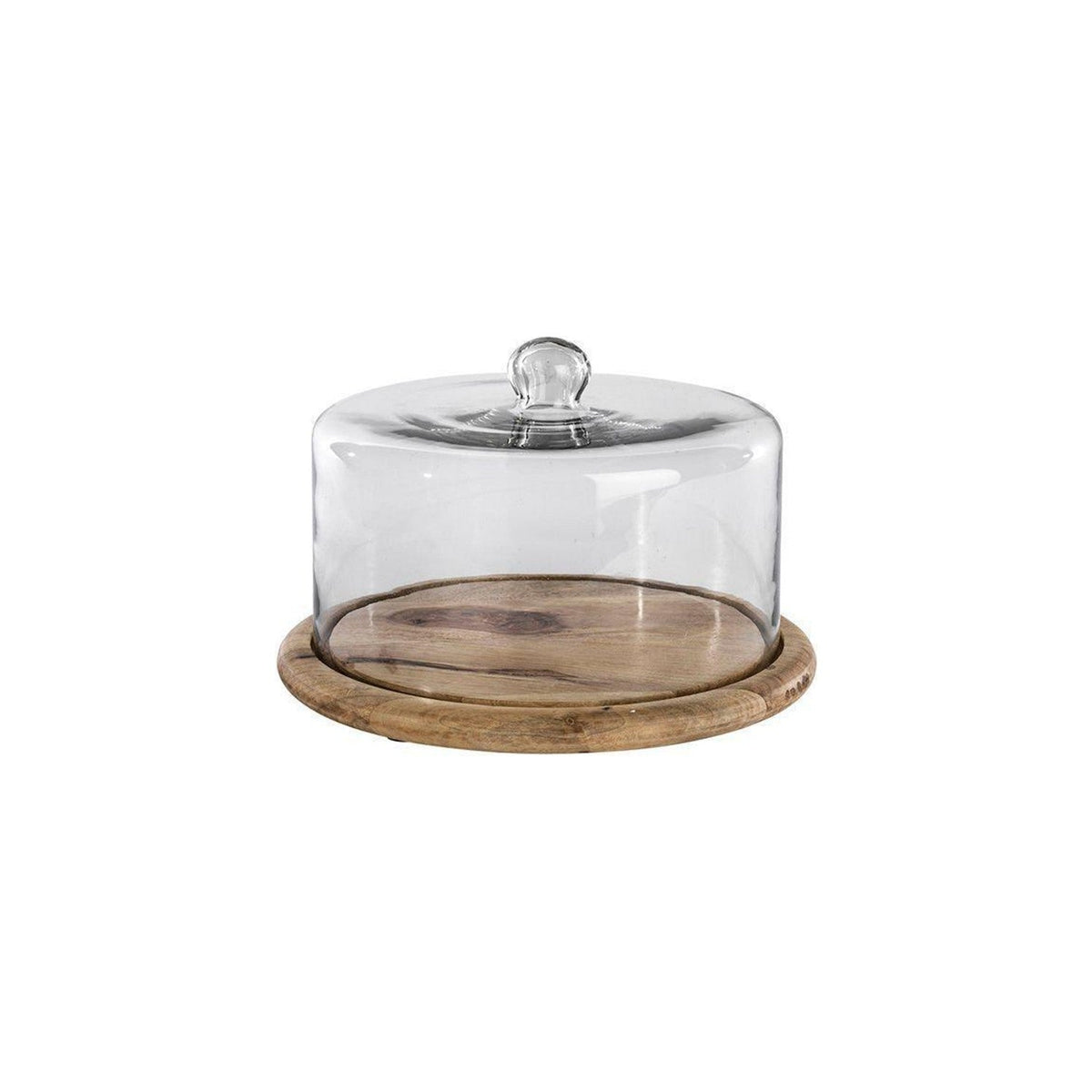 Recycled Glass Dome and Mango Wood Board - Clear