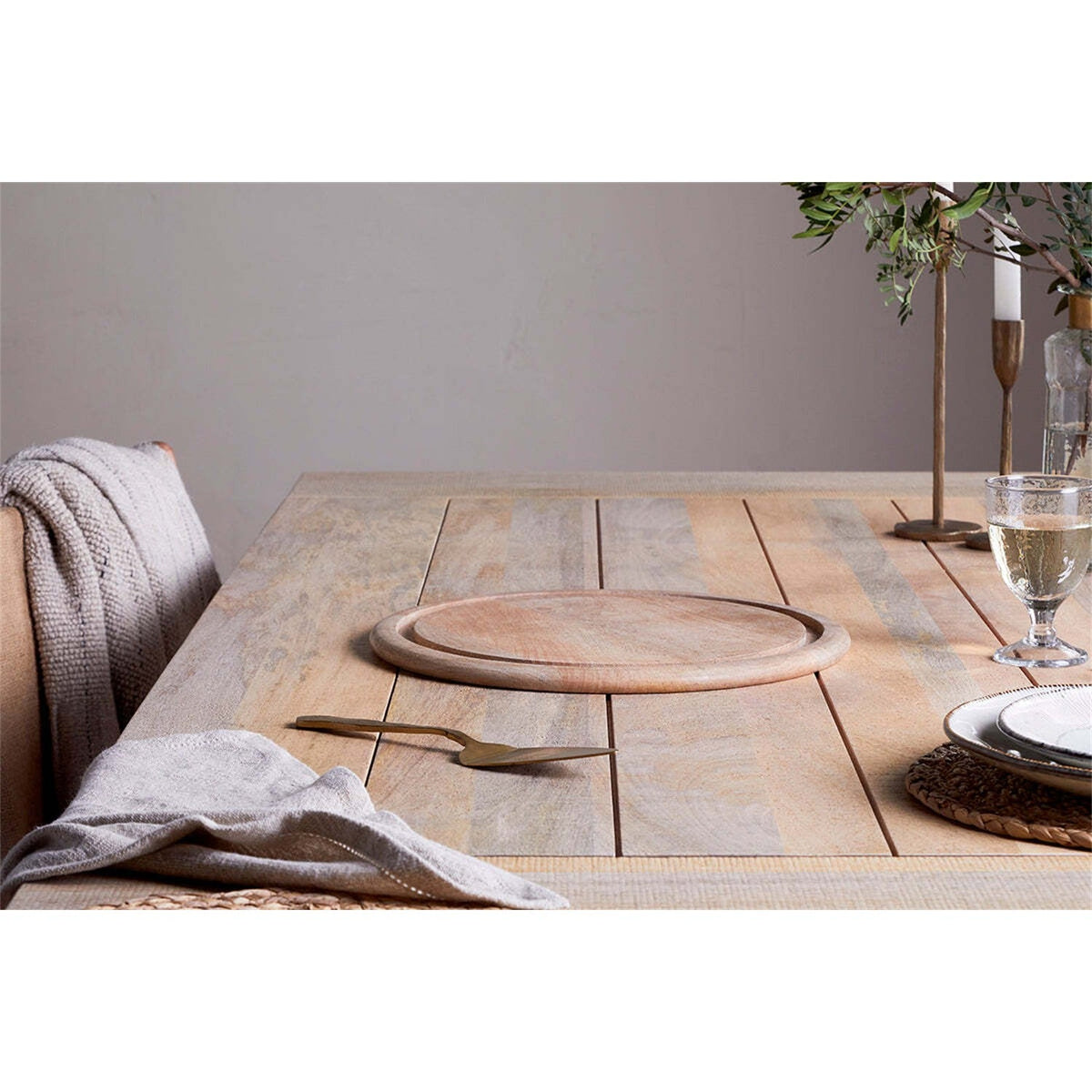 Recycled Glass Dome and Mango Wood Board - Clear