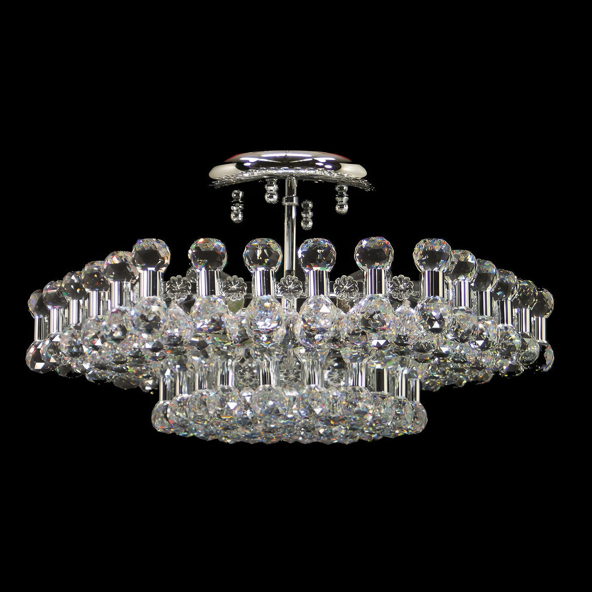 Vessa 6 Light Crystal Semi-Flush Chandelier - Chrome
