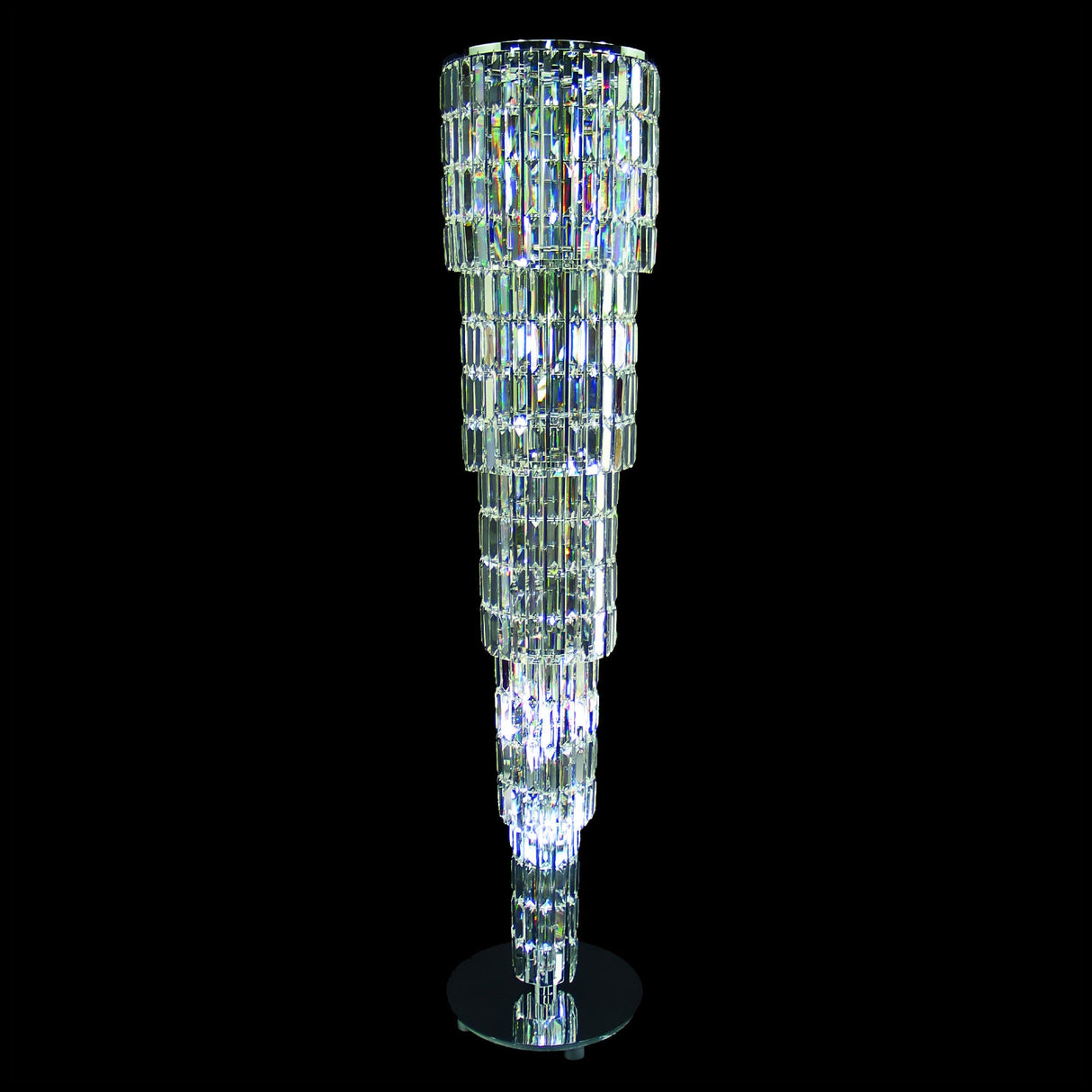Lucca 15 Light Stairwell Lead Crystal Semi-Flush Chandelier - Chrome