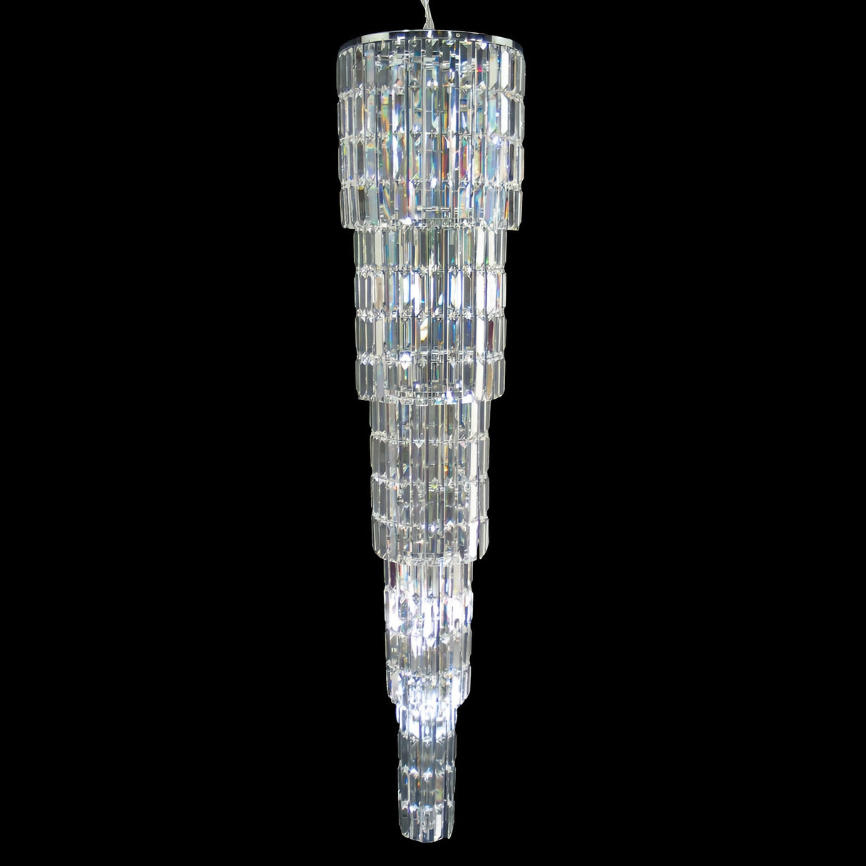 Lucca 15 Light Stairwell Lead Crystal Chandelier - Chrome