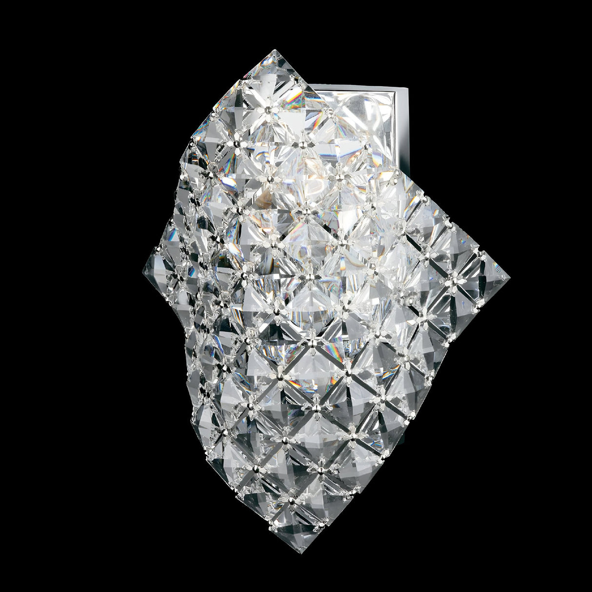 Facet 1 Light Lead Crystal Wall Light - Chrome