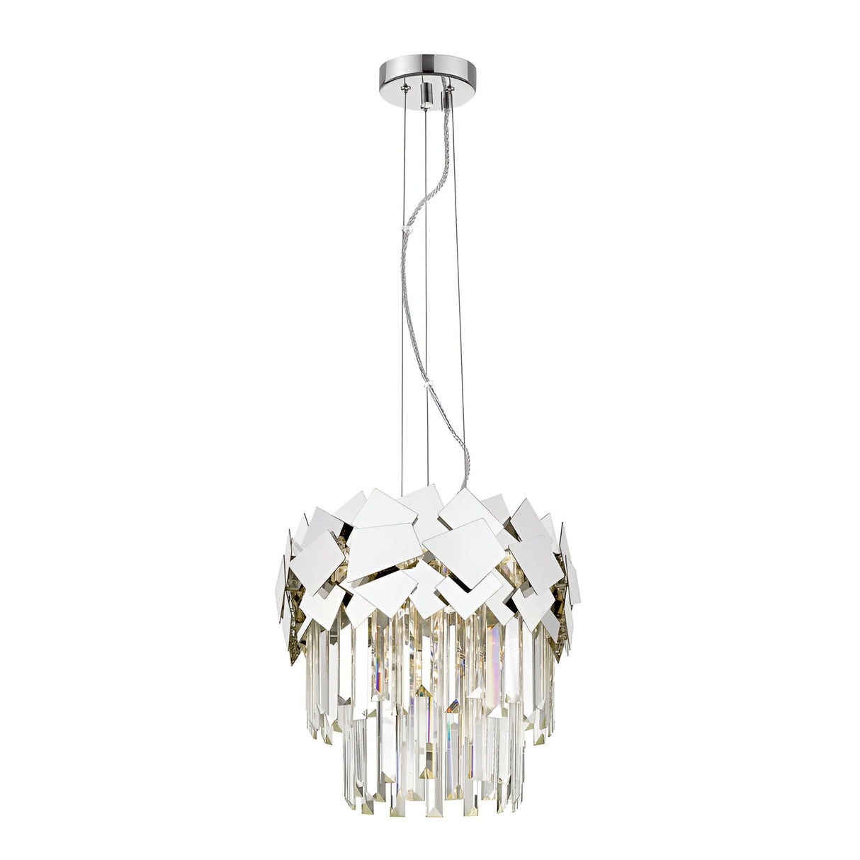 Selia 4 Light Laser Cut Crystal Suspension Light - Chrome