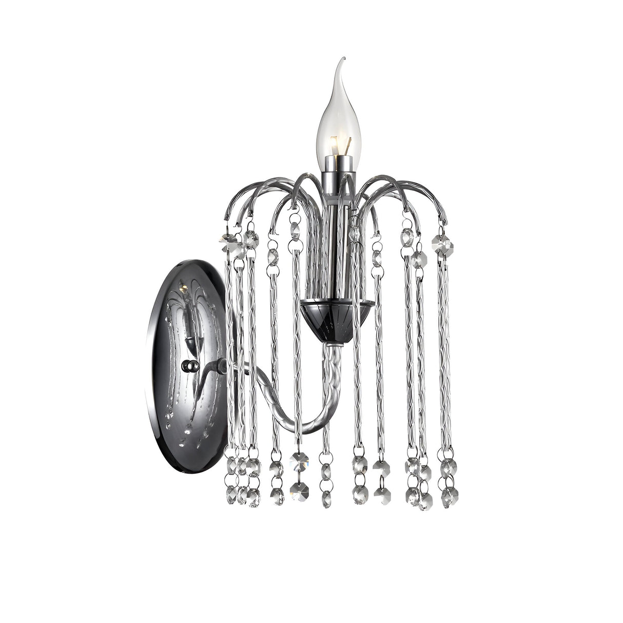 Betana 1 Light Crystal Fringe Wall Light - Chrome