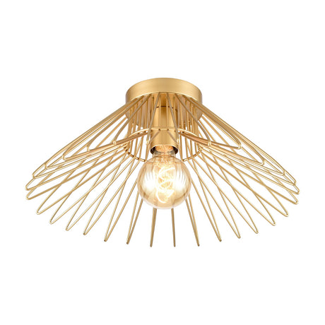 Thatch ceiling light in gold finish