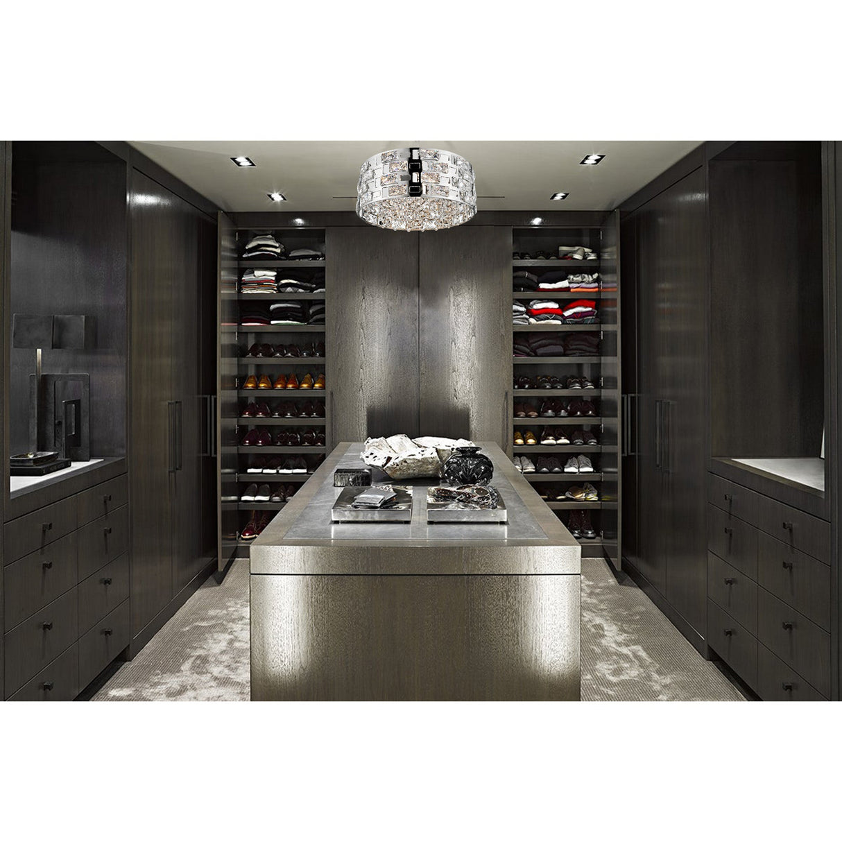 Solara 5 Light Crystal Flush Light - Chrome