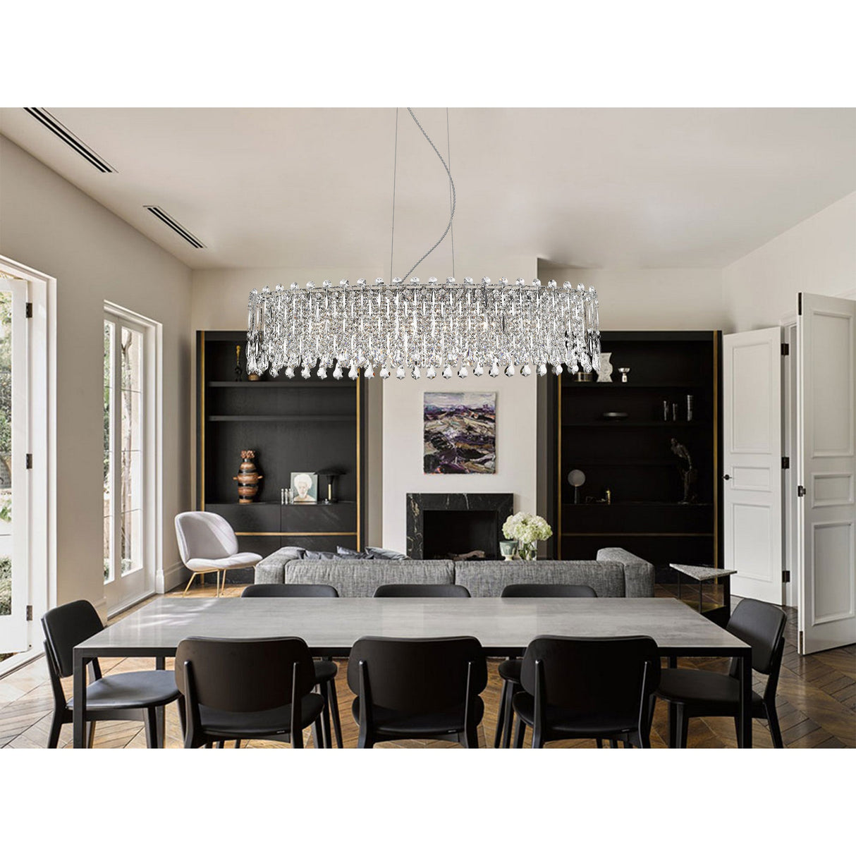 Allara 6 Light Crystal Island Suspension - Chrome
