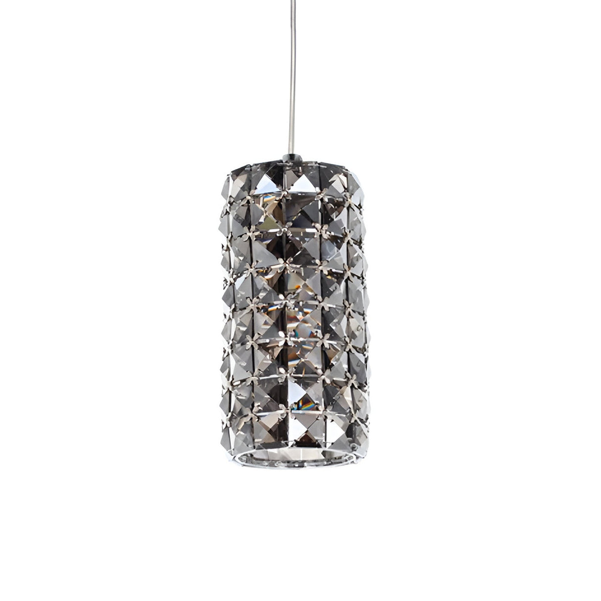Vexa 1 Light K9 Crystal Pendant Light - Smoked Chrome