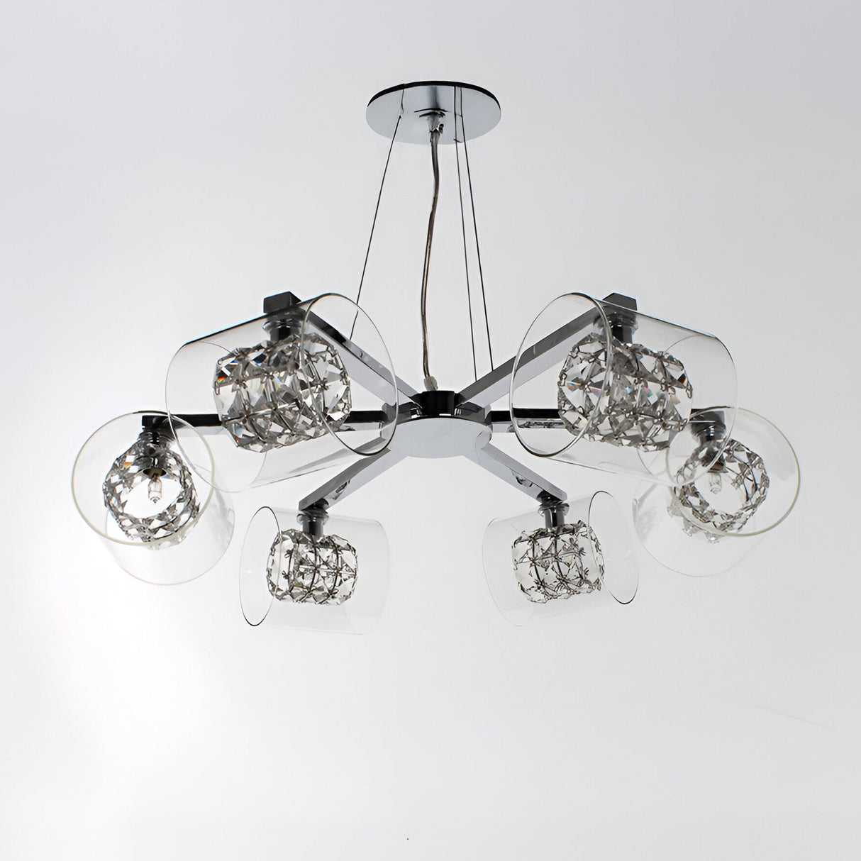Sona 6 Light Crystal Suspension Light - Chrome