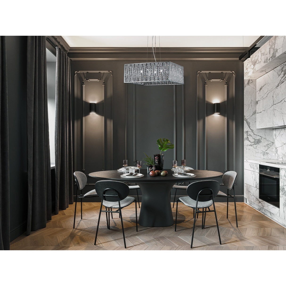 Melden 5 Light Crystal Suspension Light - Chrome