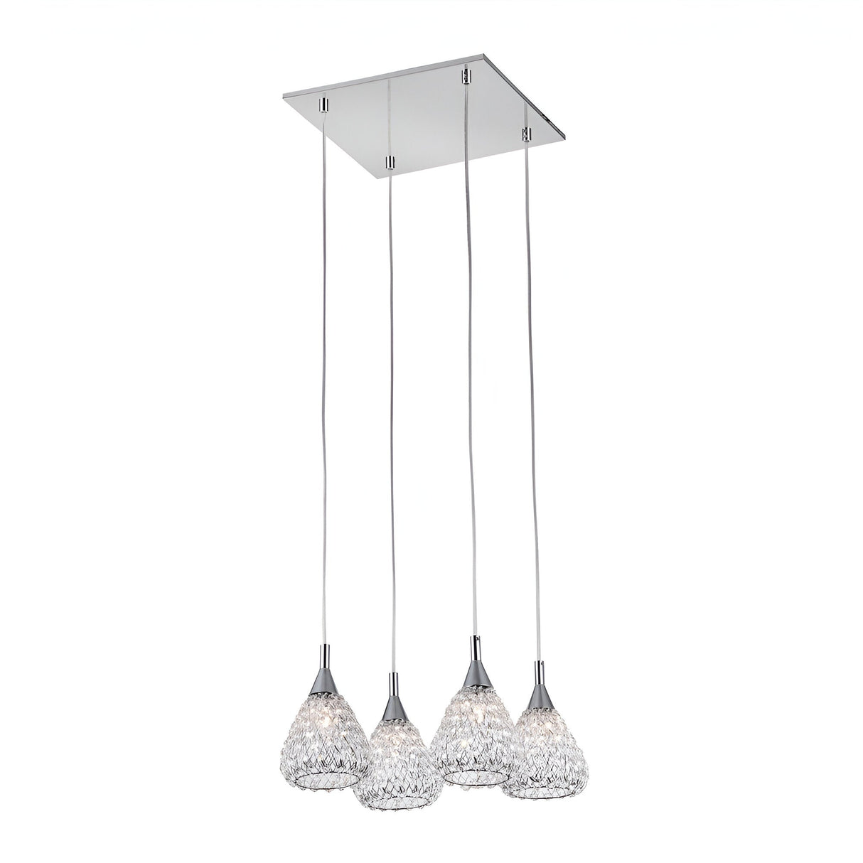 Simara 4 Light Crystal Cluster Pendant - Chrome