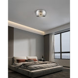 Delya 6 Light Glass & Crystal Beads Flush Light - Chrome