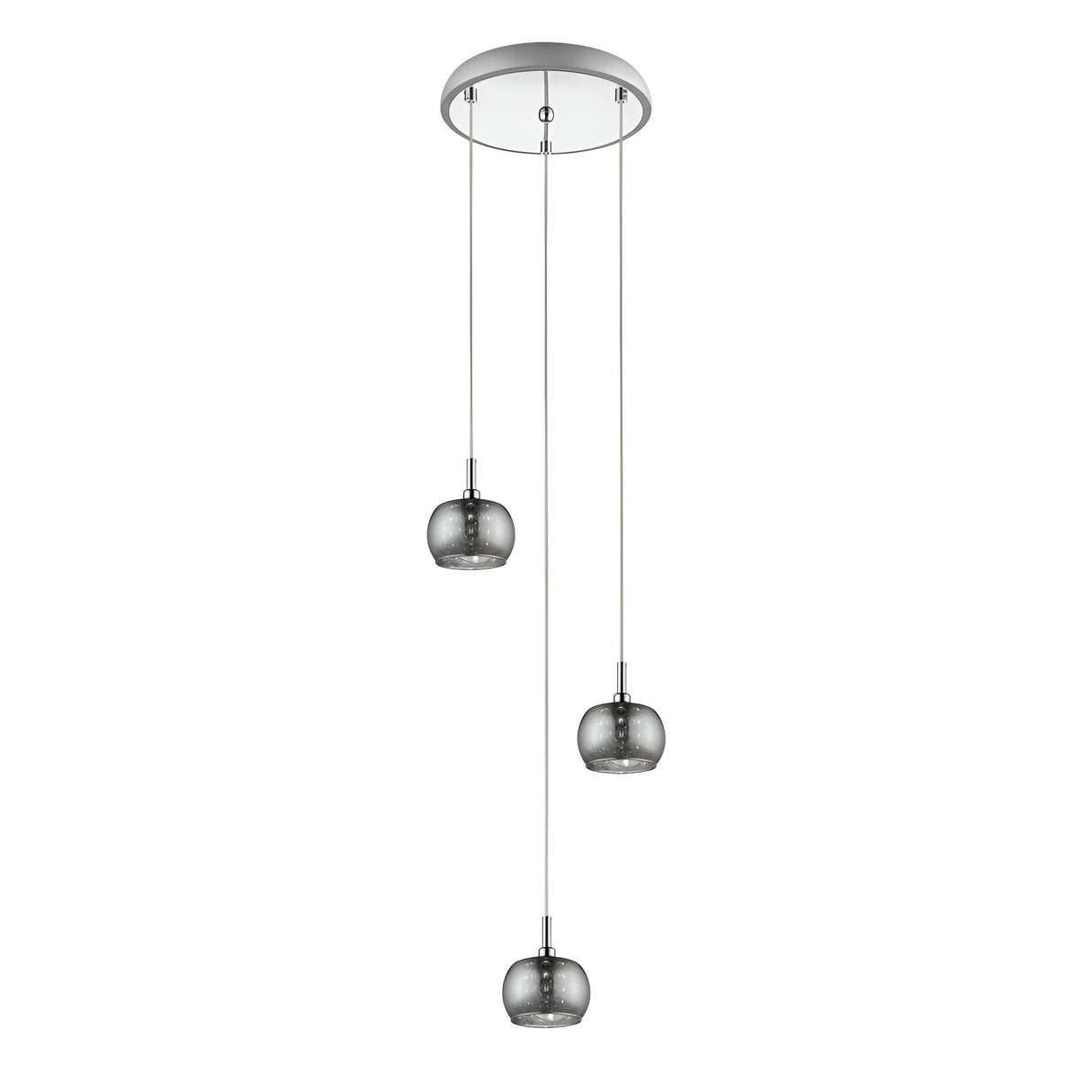 Delya 3 Light Glass & Crystal Beads Cluster Pendant Light - Chrome