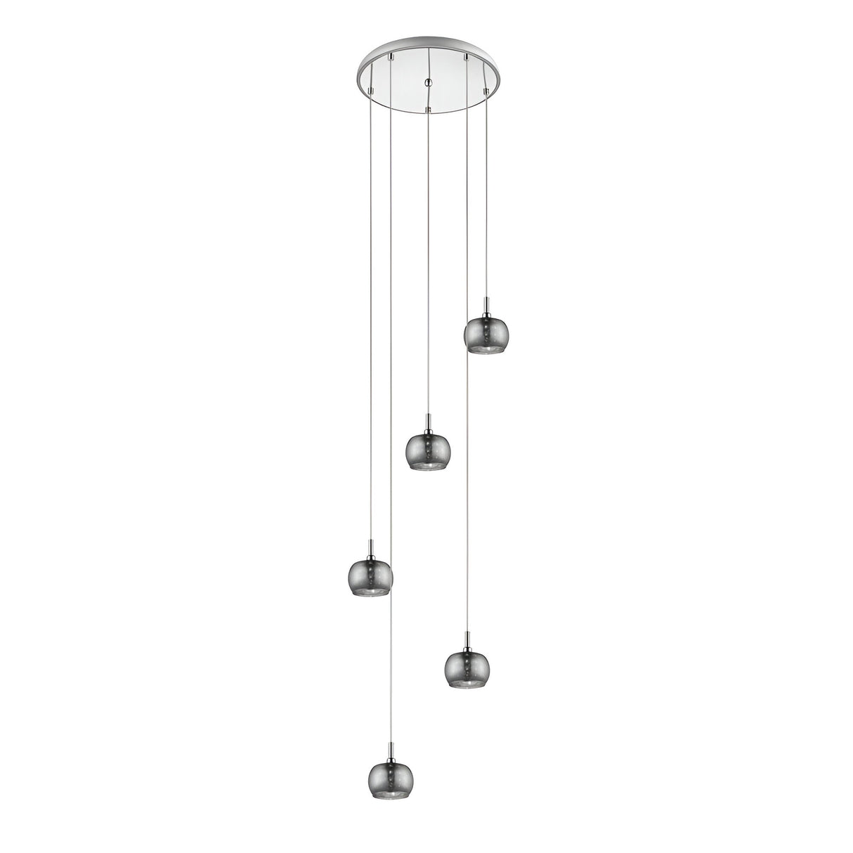 Delya 5 Light Glass & Crystal Beads Cluster Pendant Light - Chrome