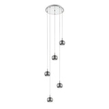 Delya 5 Light Glass & Crystal Beads Cluster Pendant Light - Chrome