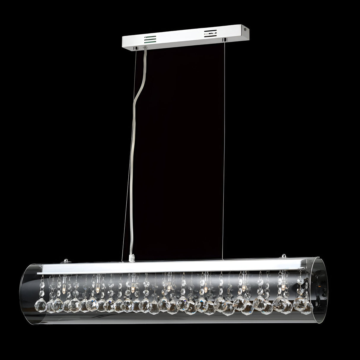 Vistara 7 Light Glass & Crystal Island Suspension - Chrome