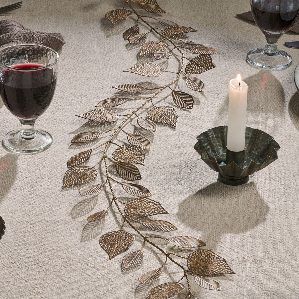 Charita Christmas Leaf Garland - Antique Brass