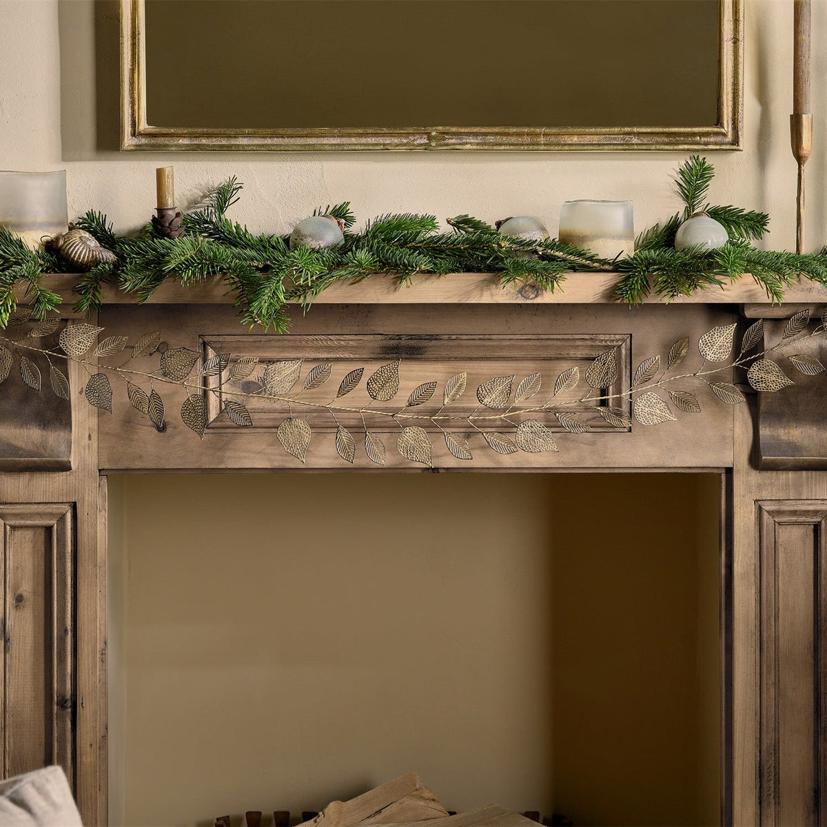 Charita Christmas Leaf Garland - Antique Brass