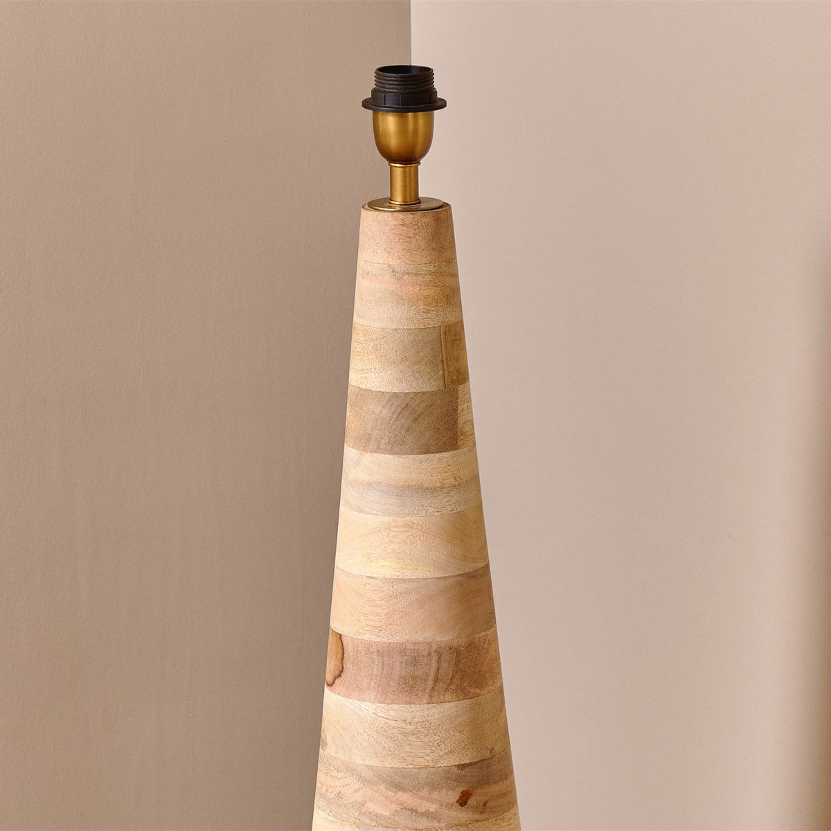 Chameli Tapered Mango Wood Floor Lamp Base - Natural