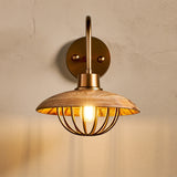 Chakai Mango Wood Wall Light - Natural & Antique Brass