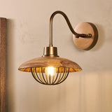 Chakai Mango Wood Wall Light - Natural & Antique Brass