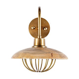 Chakai Mango Wood Wall Light - Natural & Antique Brass