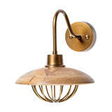 Chakai Mango Wood Wall Light - Natural & Antique Brass
