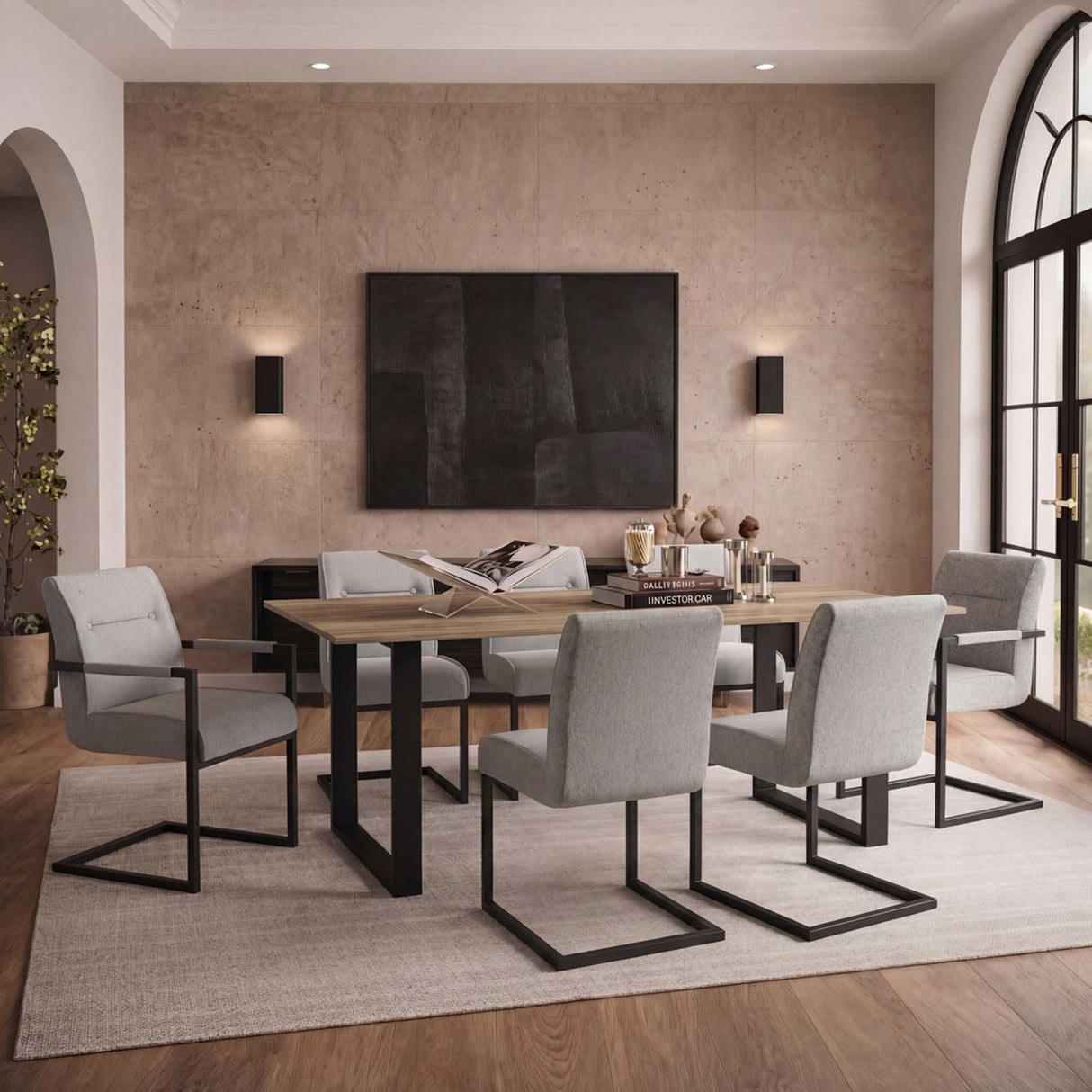 Cleaver Arms Dining Chair - Smoked Pearl / Black