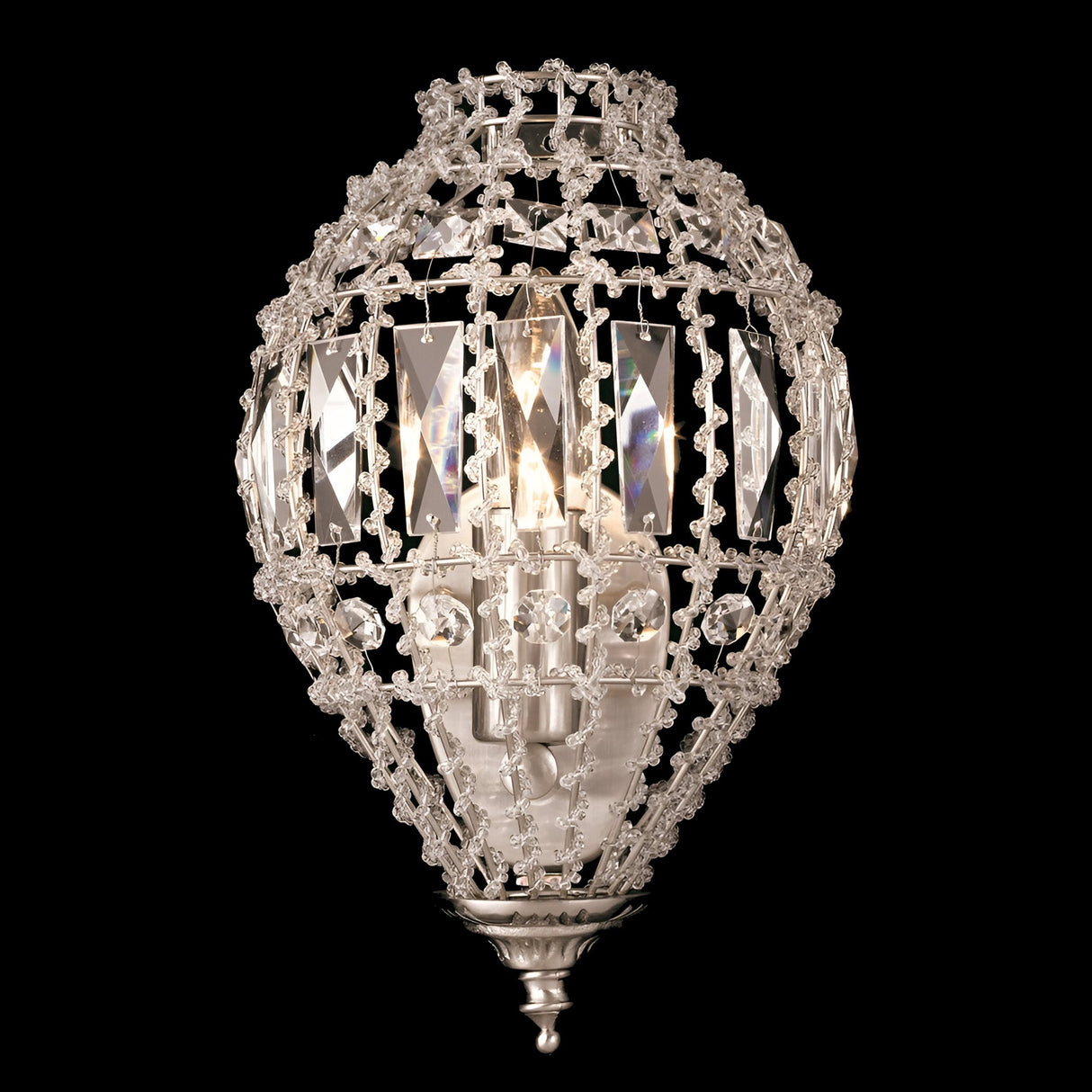 Emberly 1 Light Moroccan-Style Crystal Wall Light - Satin Nickel