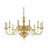Delft 12 light chandelier in polished brass finish