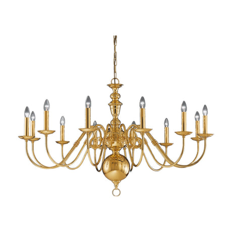 Delft 12 light chandelier in polished brass finish