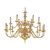 Delft 18 light chandelier in polished brass finish