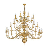 Delft 32 light chandelier in polished brass finish