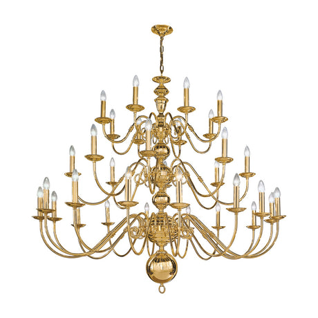 Delft 32 light chandelier in polished brass finish