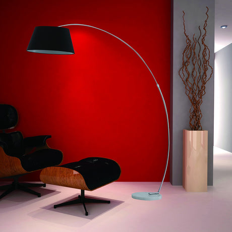Decima wall light in satin nickel finish, shown in a room setting