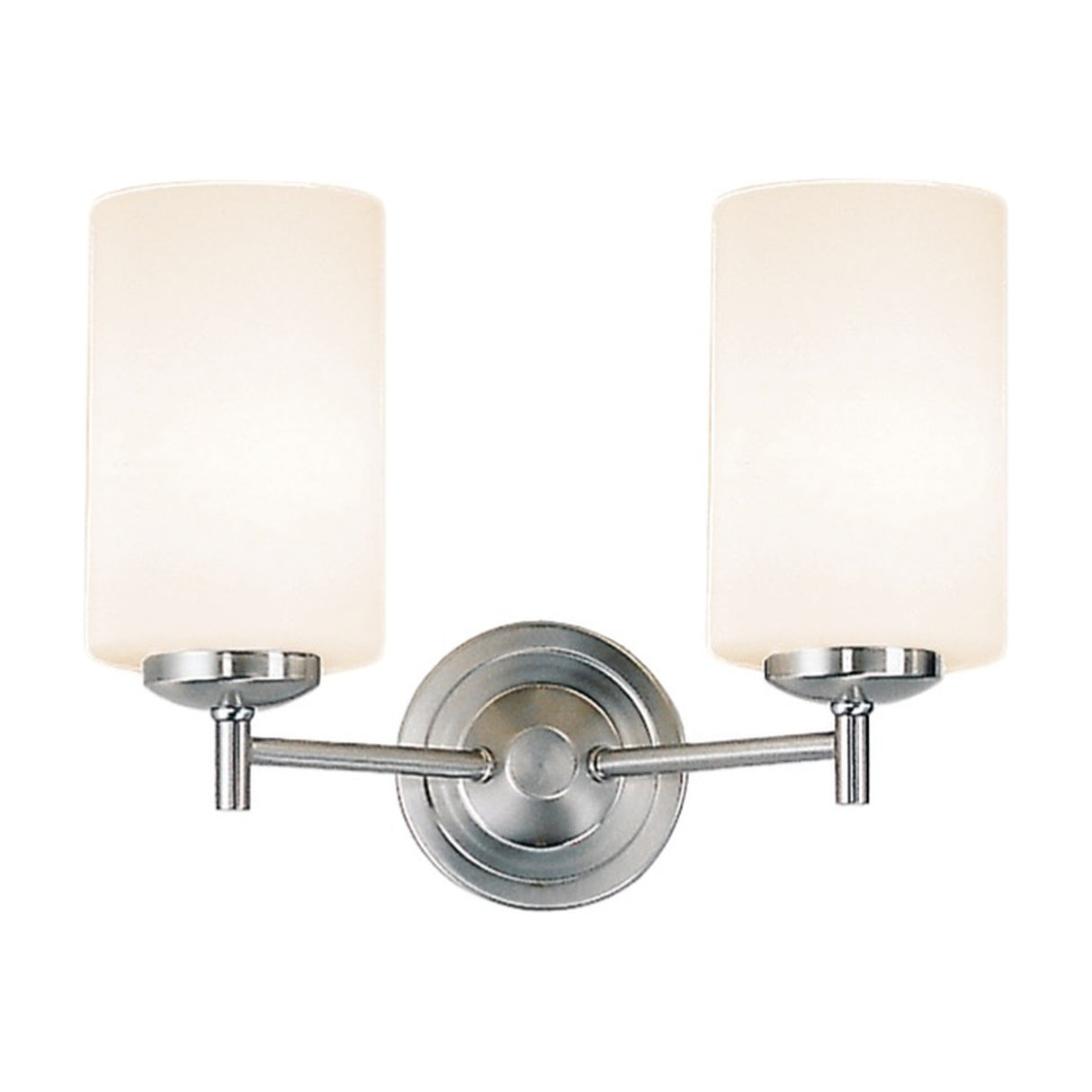 Decima 2 light wall light in satin nickel finish