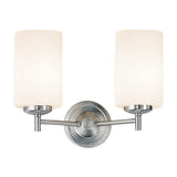 Decima 2 light wall light in satin nickel finish