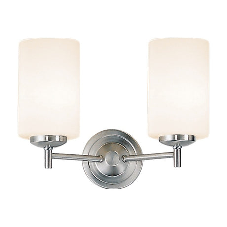 Decima 2 light wall light in satin nickel finish