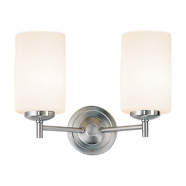 Decima 2 light wall light in satin nickel finish