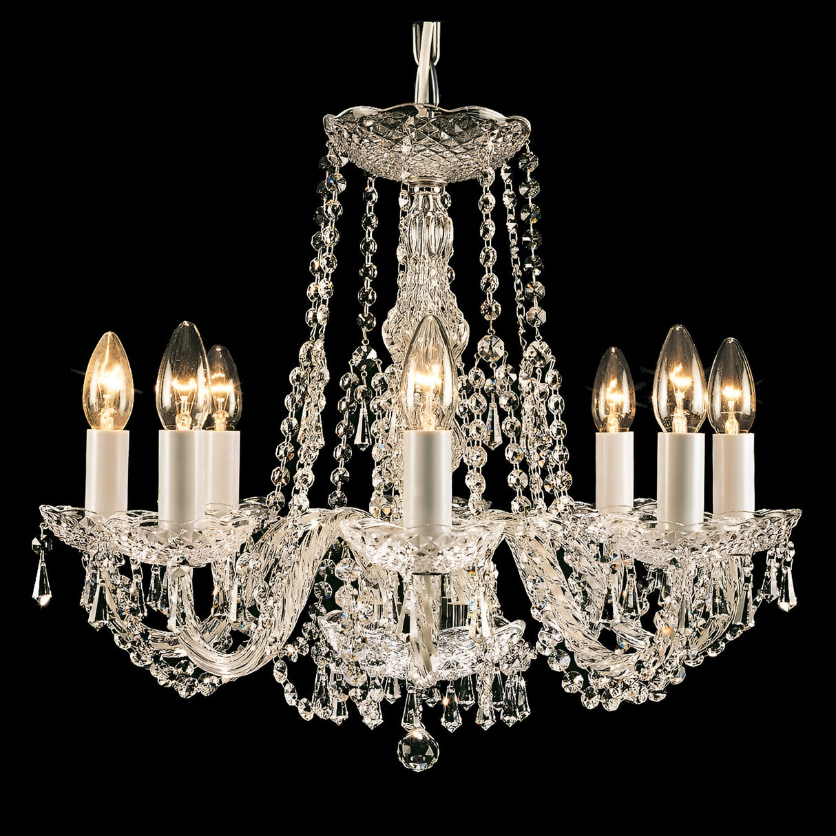 Moryn 8 Light Georgian Strass Crystal Chandelier – Chrome