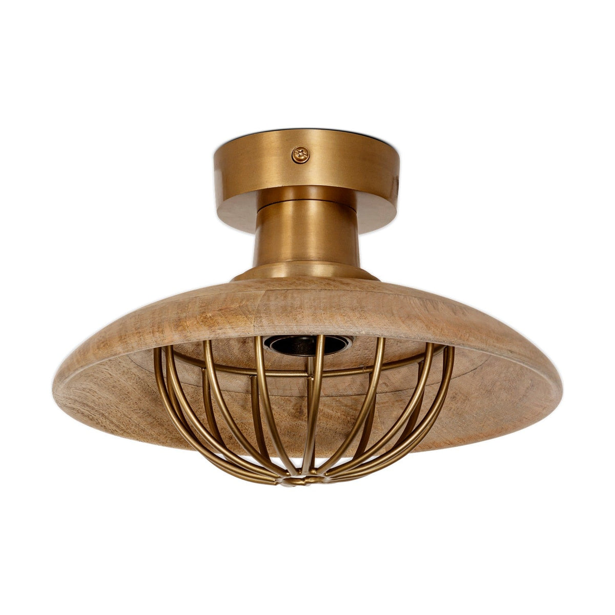 Chakai Wood & Metal Flush Ceiling Light - Natural