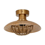 Chakai Wood & Metal Flush Ceiling Light - Natural