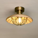 Chakai Wood & Metal Flush Ceiling Light - Natural