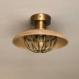 Chakai Wood & Metal Flush Ceiling Light - Natural