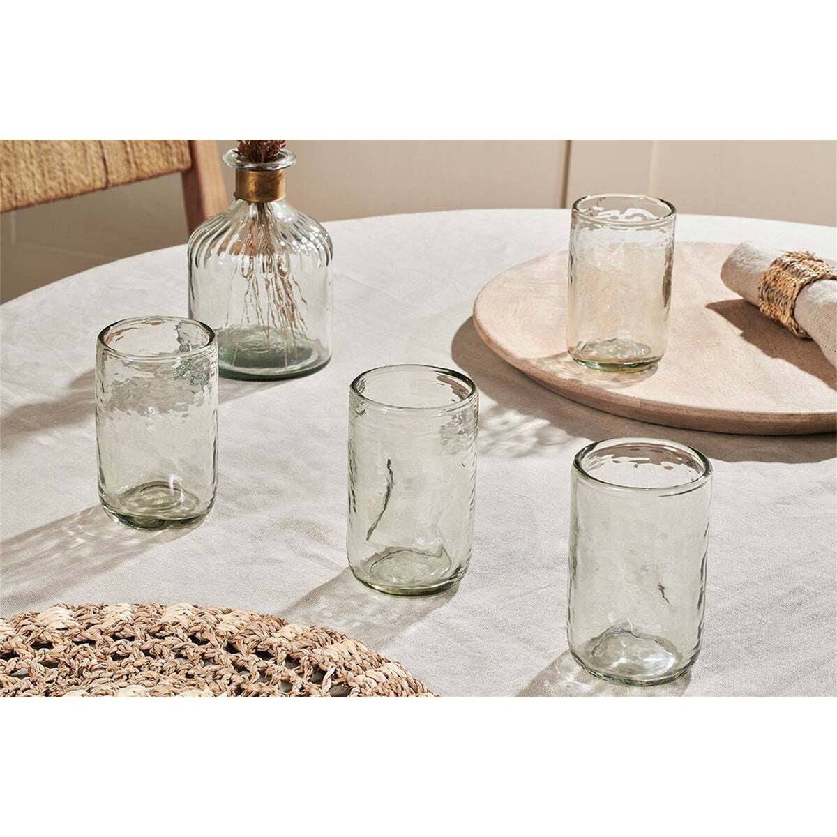 Chandani Tall Recycled Glass Tumblers - Clear - Set of 4