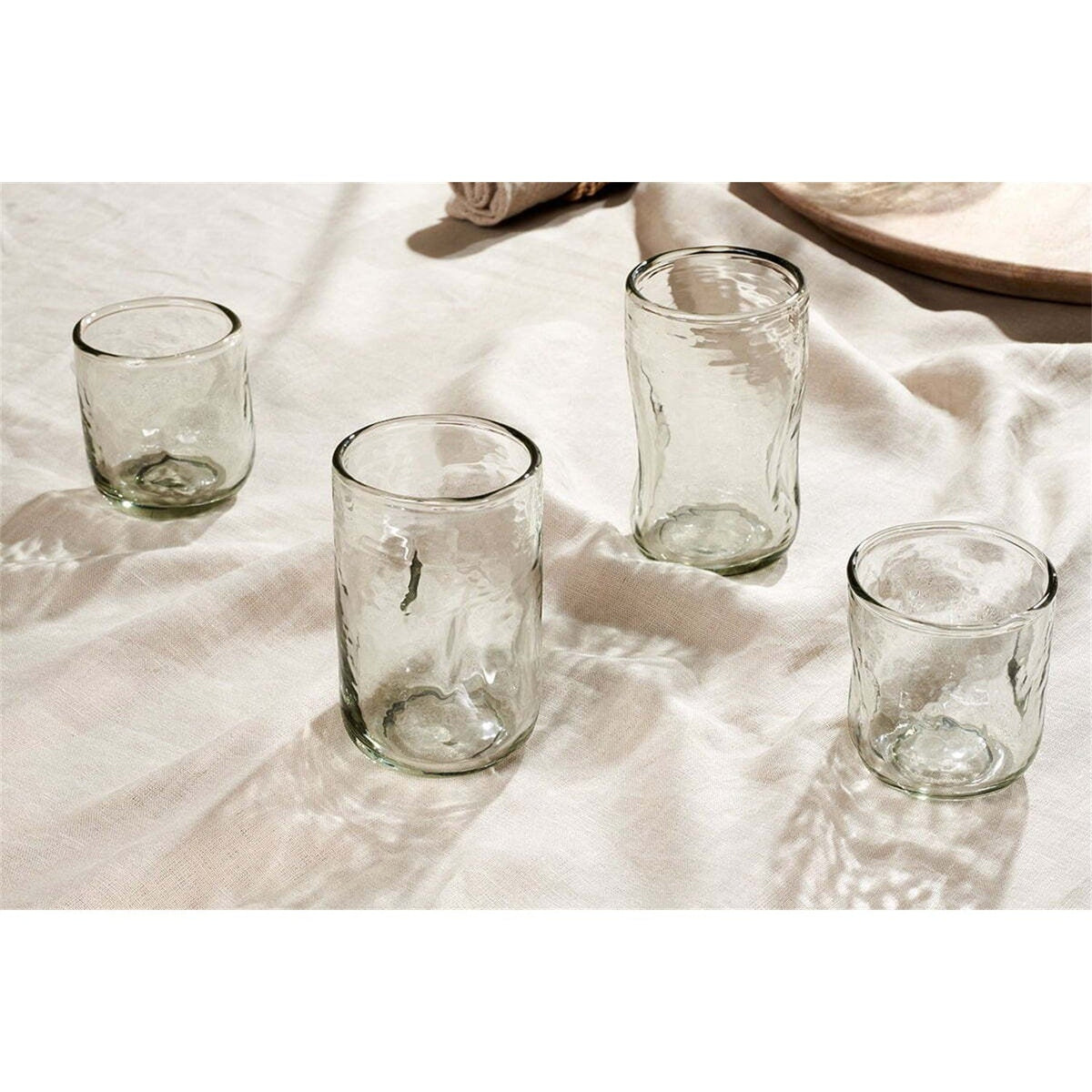 Chandani Tall Recycled Glass Tumblers - Clear - Set of 4