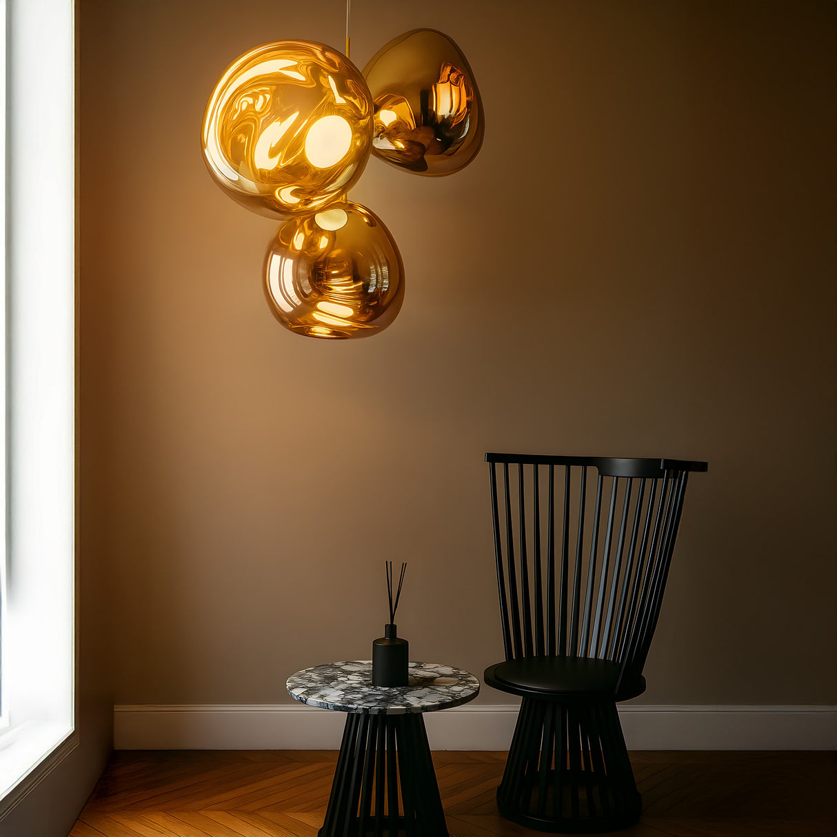 Lava LED 4 Light Chandelier - Gold